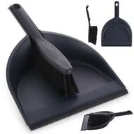 Miotły, szufle, mopy - Zmiotka z szufelką czarna zestaw szczotka miotełka łopatka śmietniczka - miniaturka - grafika 1