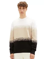 Swetry męskie - TOM TAILOR Denim sweter męski, 32770 - Black Ecru Gradient Stripe, L - miniaturka - grafika 1