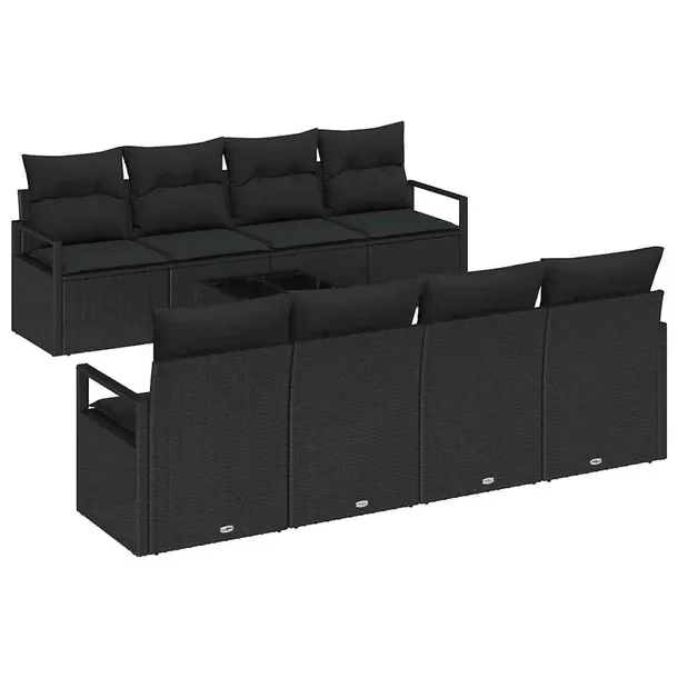 Zestaw Sof Ogrodowych z Polirattanu, Czarny, 4 Osoby, 60 cm Głębokość S