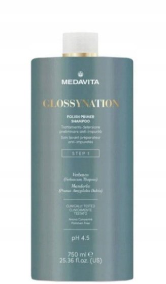 Szampon przygotowujący do laminacji włosów Medavita Glossynation 750 ml