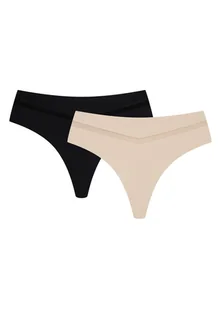 Majtki stringi Fleda 2-pak Henderson czarny, beżowy S - Majtki damskie - miniaturka - grafika 1