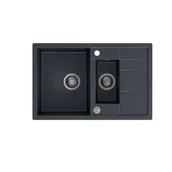 Zlewozmywaki - QUADRON MORGAN 156 czarny metalik + odpływ stalowy (HB8224U8-BS) HB8224U8-BS - miniaturka - grafika 1