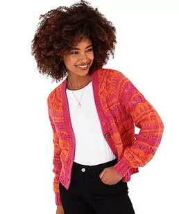 Joe Browns Damski kardigan w paski żakardowy przycięty luźny krój, pomarańczowy, 16, pomarańczowy, 42 - Swetry damskie - miniaturka - grafika 1