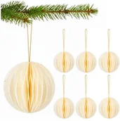 Bombki - Papierowe bombki 6 szt. zawieszki choinkowe, ozdoby świąteczne 8 cm rozkładane, biały UNIWERSALNY - miniaturka - grafika 1