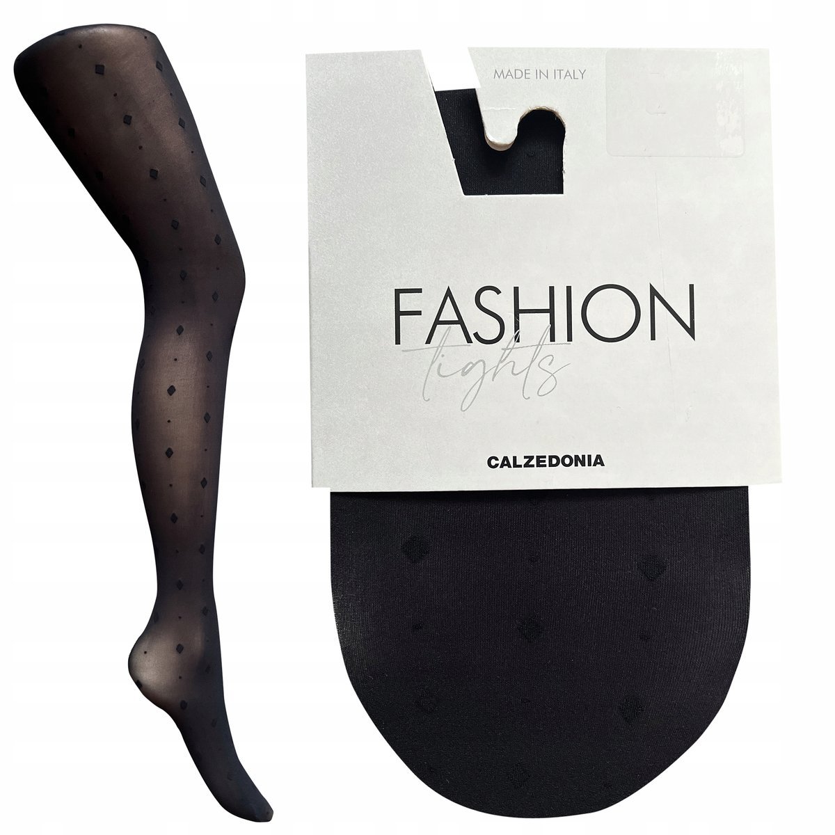 CALZEDONIA rajstopy damskie cienkie wzorki kropki romby czarne 4 (L)
