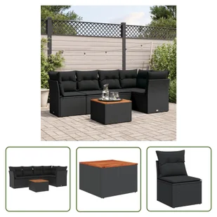 The Living Store 6-cz. zestaw mebli ogrodowych z poduszkami - czarny polirattan - Sofa Ogrodowa - Meble ogrodowe The Living Store 6-cz. zestaw mebli ogrodowych z poduszkami - czarny polirattan - Sofa Ogrodowa - Meble ogrodowe - miniaturka - grafika 1