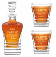 Karafki - Karafka geometric z 2 szklankami i grawerem dla konesera whisky na - miniaturka - grafika 1