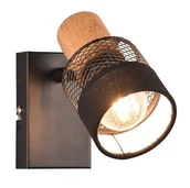 Lampy ścienne - Loftowy kinkiet pokojowy Nandini 811700132 Trio drewniany czarny - miniaturka - grafika 1