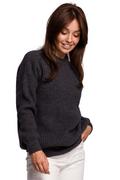 Swetry damskie - Sweter Oversize o Przedłużonym Kroju - Grafitowy - miniaturka - grafika 1