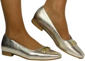 Półbuty damskie - Półbuty Stylowe Karino 5068-074 Złote Skóra Naturalna - KARINO - miniaturka - grafika 1