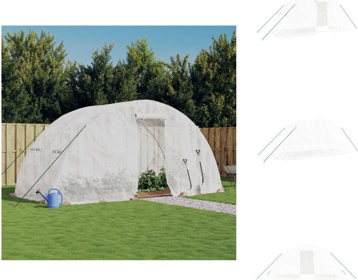 vidaXL Szklarnia z ramą stalową biała 10 m² 5x2x2,3 m - Szklarnie