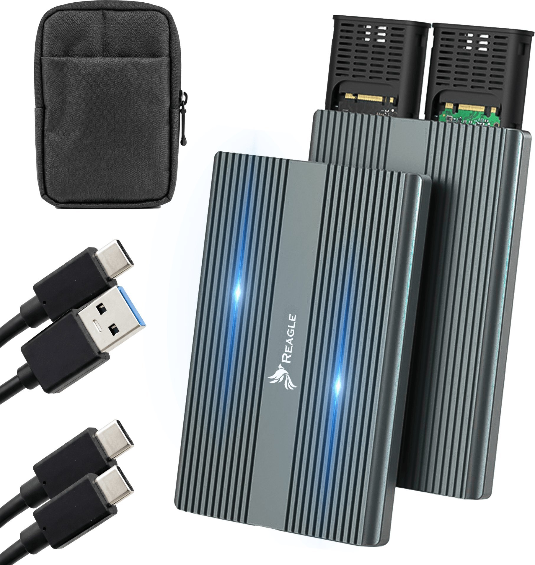 Reagle REAGLE OBUDOWA NVME DYSKU m.2 SSD m2 PODWÓJNA USB C 3.2 10Gbps PCIE NA DWA DYSKI ADAPTER DO 2x 4TB