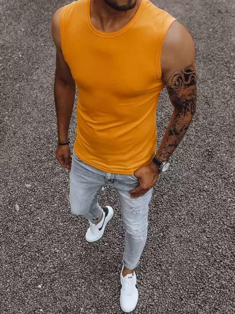 Tank top męski bez nadruku pomarańczowy Dstreet RX4915-XL