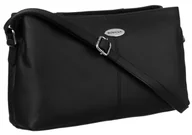 Torebki damskie - Mała torebka na ramię listonoszka crossbody na suwak skóra naturalna Rovicky, czarny - miniaturka - grafika 1