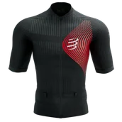 Koszulki sportowe męskie - COMPRESSPORT Koszulka kompresyjna do biegania TRAIL POSTURAL SS TOP black red - miniaturka - grafika 1