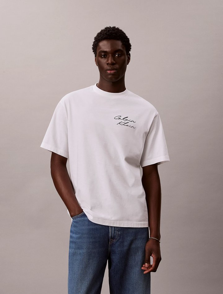 T-shirt con logo męskie biały