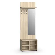Meble do przedpokoju - Garderoba z szafką na buty i lustrem PRIMO WOOD, 3 haczyki, półka, dąb naturalny - miniaturka - grafika 1