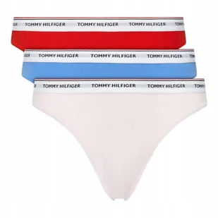 TOMMY HILFIGER STRINGI DAMSKIE MAJTKI 3P CZERWONE/NIEBIESKIE/RÓŻOWE r. S - Majtki damskie - miniaturka - grafika 1