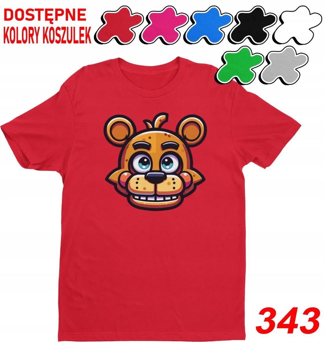 Dziecięca Koszulka T-Shirt Z Nadruki Wybór Duży Fnaf Postacie Gry-M 134-140