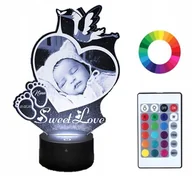 Lampy stojące - Lampka Nocna Led Metryczka Bocian Twoje Zdjęcie Narodziny - miniaturka - grafika 1