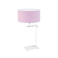Lampy stojące - Biała lampka nocna dla dziewczynki ALASKA z pastelowym abażurem - miniaturka - grafika 1