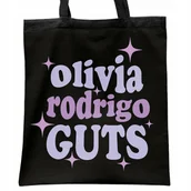 Torby i wózki na zakupy - Torba bawełniana czarna na zakupy Olivia Rodrigo Guts Dla Fanów - miniaturka - grafika 1