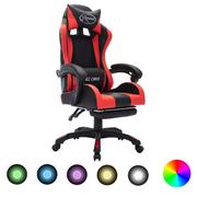 Fotele gamingowe - vidaXL Fotel Fotel dla gracza z RGB LED czerwono-czarny sztuczna skóra 288007 - miniaturka - grafika 1
