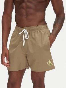 Calvin Klein Swimwear Szorty kąpielowe KM0KM01101 Khaki Regular Fit - Kąpielówki męskie - miniaturka - grafika 1