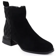 Botki damskie - Skórzane botki damskie czarne D&A S.Barski Premium Collection JC52-853 - miniaturka - grafika 1