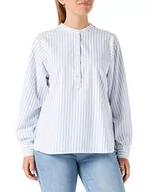 Koszule damskie - Tommy Hilfiger Damska koszula Oxford Stripe Henley Blouse Ls, Oxford Stp/White/Hydrengea Blue, 40 PL - miniaturka - grafika 1