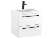 Szafki łazienkowe - Szafka Wisząca Z Umywalką RON 50 cm - Biały Mat - Uchwyty Czarne Matowe - miniaturka - grafika 1