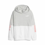 Bluzy sportowe damskie - Bluza dziecięca Puma Power Colorblock Szary - miniaturka - grafika 1