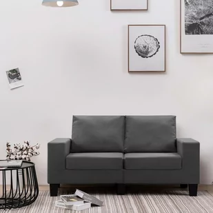 vidaXL 2-osobowa sofa, ciemnoszara, tapicerowana tkaniną - Sofy i kanapy - miniaturka - grafika 1