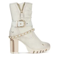 Botki damskie - Botki Mustang 1363-505 Biały - miniaturka - grafika 1