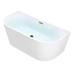 Wanna wolnostojąca przyścienna złote wykończenie 140 cm Lena Hydrosan - Wanny - miniaturka - grafika 1