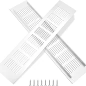 Kratki wentylacyjne - Kratka wentylacyjna aluminiowa prostokątna, ze śrubami, do wentylacji szaf i pomieszczeń, 35 x 8 cm, biała, 2 sztuki - miniaturka - grafika 1