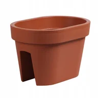 Skrzynie ogrodowe - DONICZKA DONICA podłużna PLASTIKOWA BALKONOWA terakota NA poręcz BALUSTRADĘ - miniaturka - grafika 1