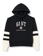 Swetry damskie - GANT Damski sweter z kapturem, czarny, M - miniaturka - grafika 1