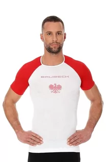 Koszulki sportowe męskie - Koszulka termoaktywna męska Brubeck 3D Husar PRO SS12070 biało-czerwony - grafika 1