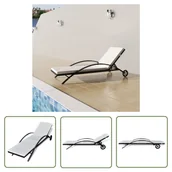 Leżaki ogrodowe - The Living Store Leżak z poduszką i kółkami - polirattan - czarny - Leżak - miniaturka - grafika 1