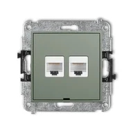 Gniazdka elektryczne - Karlik Gniazdo komputerowe 2xRJ45, kat. 5e MINI - szałwiowy - miniaturka - grafika 1