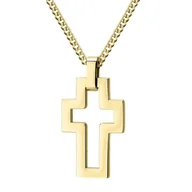 Naszyjniki - Pozłacany minimalistyczny krzyżyk na łańcuszku stal szlachetna - Manoki - miniaturka - grafika 1