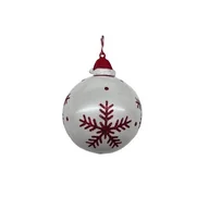 Bombki - Bombka plastikowa dekorowana brokatem 8 cm biało-czerwony - miniaturka - grafika 1