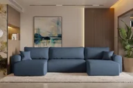 Narożniki - Sofa w kształcie U CAPRI narożnik tkanina Neve niebieski - miniaturka - grafika 1
