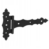 Zawiasy, okucia i inne akcesoria - Zawias ozdobny czarny do bramy furtki okiennic pasowy ZOB200 Znz 170x200x30 - miniaturka - grafika 1