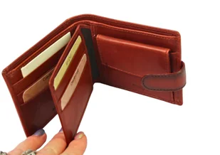 Portfel Męski Skórzany EL FORREST Średni Poziomy Z Zapięciem Jedno Skrzydełko 850 29 RFID BRĄZOWY 11.5 x 9 x 3 [cm] - Portfele - miniaturka - grafika 6