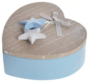 Pudełko w kształcie serca z gwiazdkami, rozsuwane, błękitne, 12,5x12,5x5 cm - Pudełka i szkatułki - miniaturka - grafika 1
