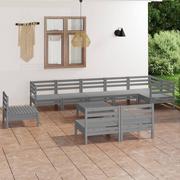 Meble ogrodowe - vidaXL 10-cz zestaw wypoczynkowy do ogrodu szary drewno sosnowe 3083191 - miniaturka - grafika 1