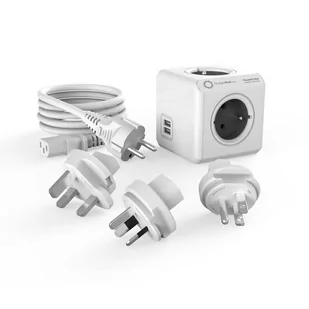 HBF Powercube Rewirable USB+Travel Plugs+IEC 4x zásuvka 2x USB 1m Biały/Purpurowy - Przedłużacze i rozgałęźniki - miniaturka - grafika 2