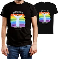 Koszulki męskie - T-SHIRT MĘSKI Z NADRUKIEM JEZUS ŚMIESZNA KOSZULKA Y2K CZARNA R-M A300 - miniaturka - grafika 1